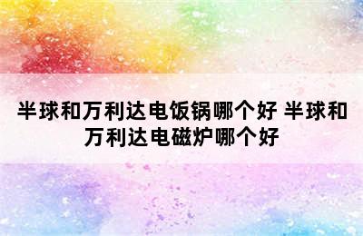 半球和万利达电饭锅哪个好 半球和万利达电磁炉哪个好